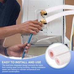 HVAC Copper Pipe Insulation Foam Tube 1/4″ 1/2″ ID Pipes, 15ft, White/Pink