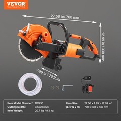 Electric Concrete Saw,9 in,1800 W Motor Circular Saw Cutter w/3.5 in Cutting Dep