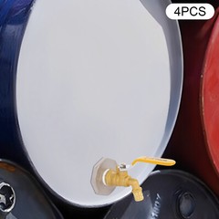 4pcs Brass Barrel Faucet Rain Barrel Spigot For 55 Gallon Drum, W/ 4 PTFE Tapes