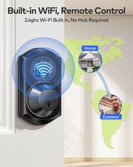 TEEHO TE012W WiFi Smart Lock, Fingerprint Door Lock with Built-in Matte Black