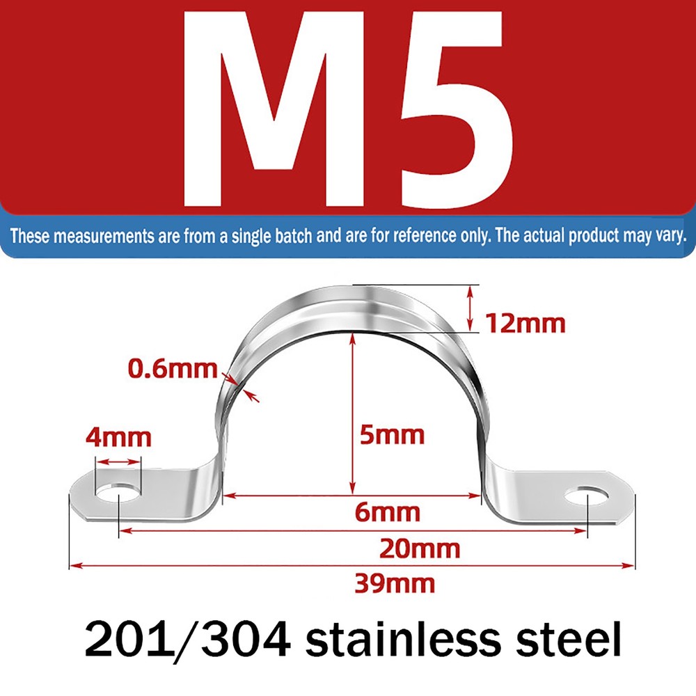 STAINLESS STEEL 304/201 TUBE SADDLE CLIPS GRIP TYPE – VARIOUS SIZES 5mm – 200mm