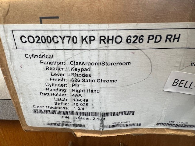 SCHLAGE CO200CY70 KP RHO 626 PD RH LESS CYLINDER