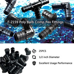 Camnwamn Pack Of 25 1/2 Inch Plug Poly Ppsu Barb Crimp Pex Fitting No Lead