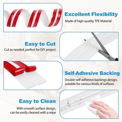 0.8″x20′ Feet Peel Stick Wall Edge Corner Protective Trim Molding Flexible WHITE