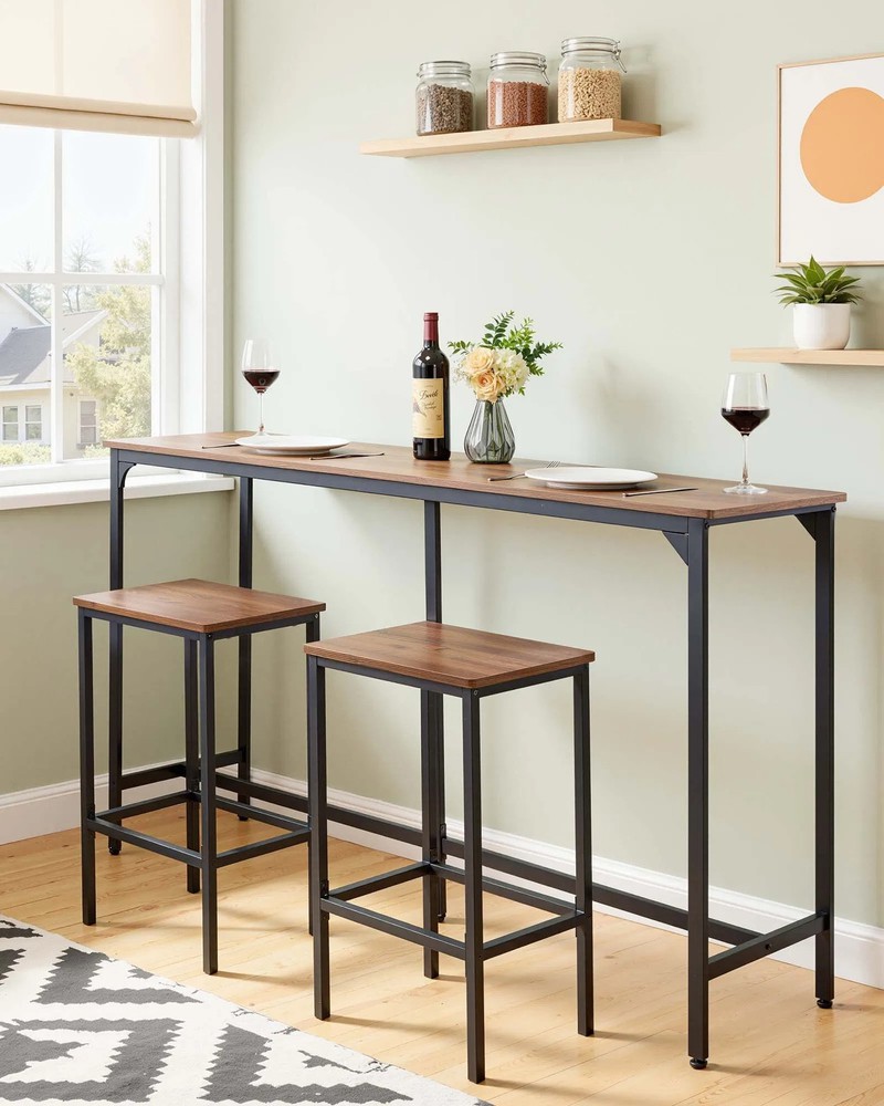 Bar Table, 1PCS 63″ Kitchen Bar Table, Tall Dining Tables with Rounded Edge, Re