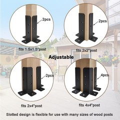 Adjustable Deck Post Anchor Base Brackets 4×4 2×4 2×2 1.5×1.5 Post Base Brackets