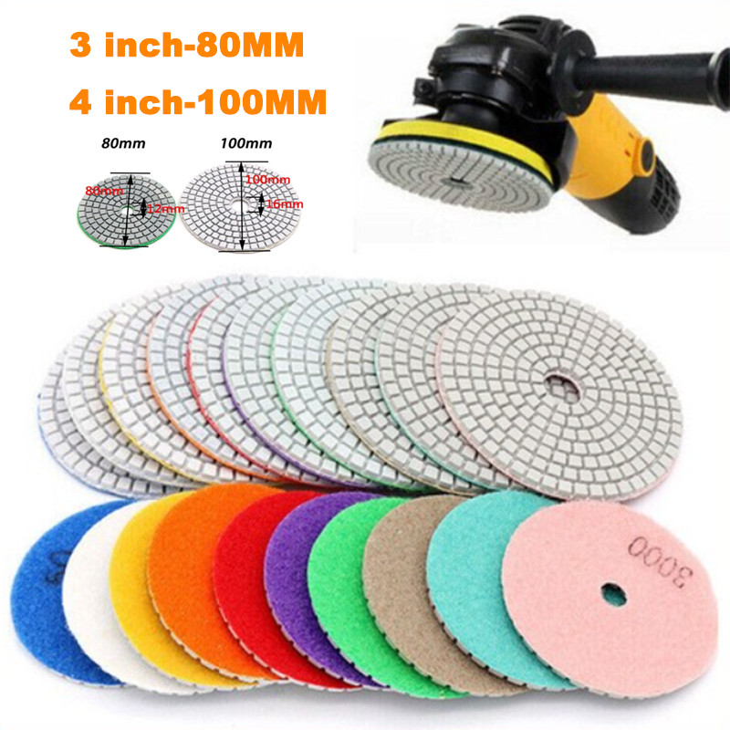 3 Or 4 Inch Diamond Polishing Pads Wet / Dry Granite Stone Glass Concrete Marble