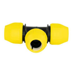 Pipe Fitting Underground Tee 1 Inch IPS DR 11 Poly Yellow Natural Gas Propane