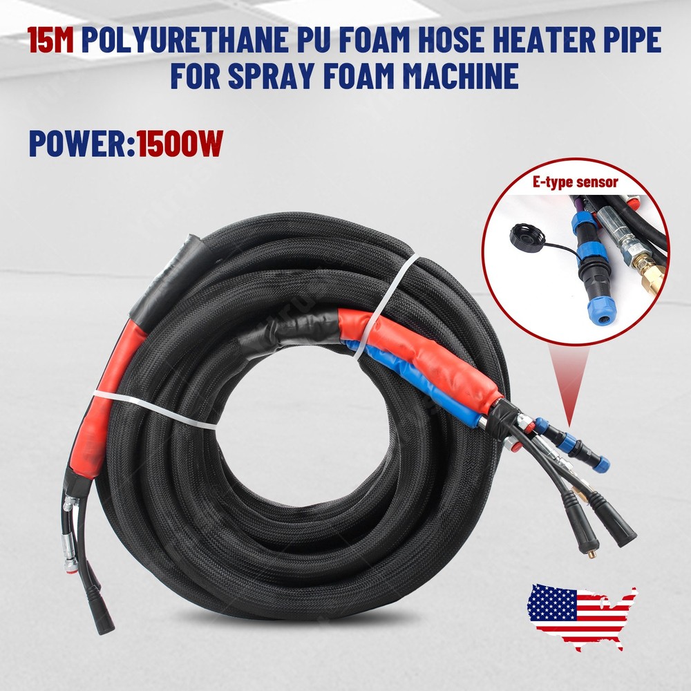 15M Polyurethane PU Foam Hose Heating Hose Heater Pipe for Spray Foam Machine