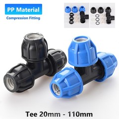PP Compression Fitting Equal Tee MDPE Water Pipe Connector Coupling ID 20-110mm