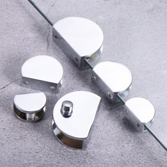 4pcs Glass Clamps Half Round Bracket Supports for Glass Shelves Display Cabinets