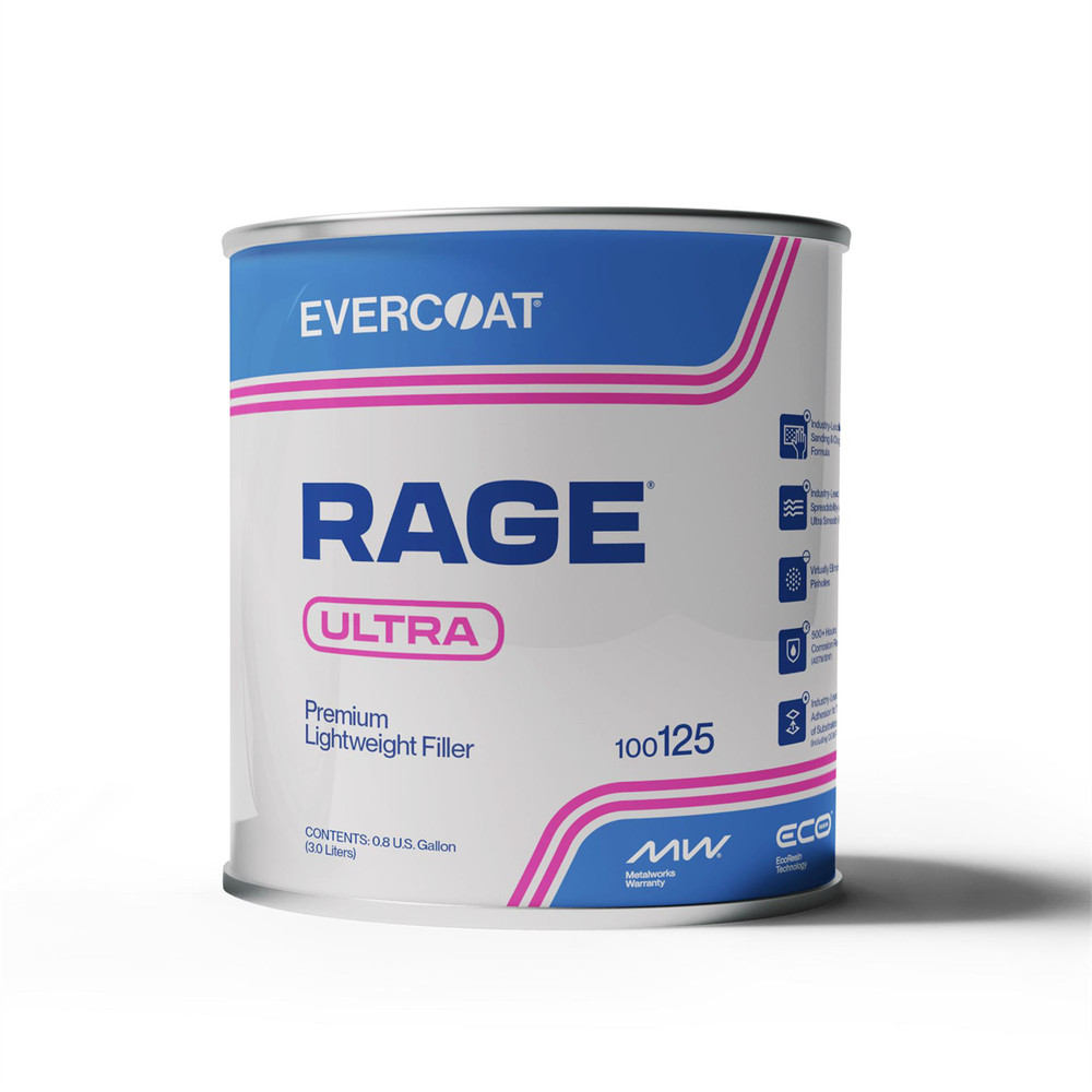 Fibre glass Evercoat Rage Ultra 100125 Body Filler, 1 gal Can, Light Gray, Past
