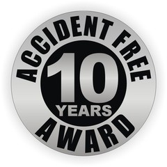 3pcs Accident Free 10 Years Hard Hat Decals Helmet Stickers Safety Award