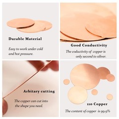 5 Pcs Pure Copper Round Plate, 9 Gauge 0.12″ Thickness x 2″ Diameter, Copper …