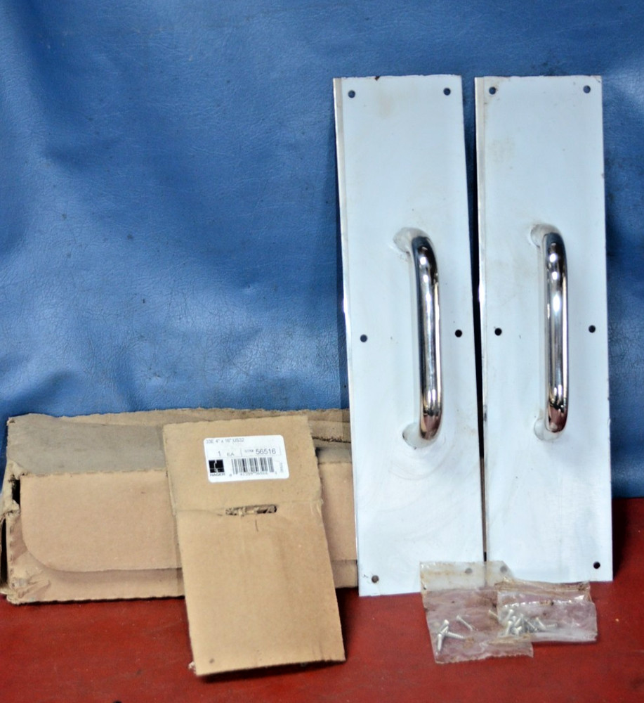 2 Hager 33E 4″X16″ US32 Door Pull Plate Handle Chrome Stainless Steel Commercial