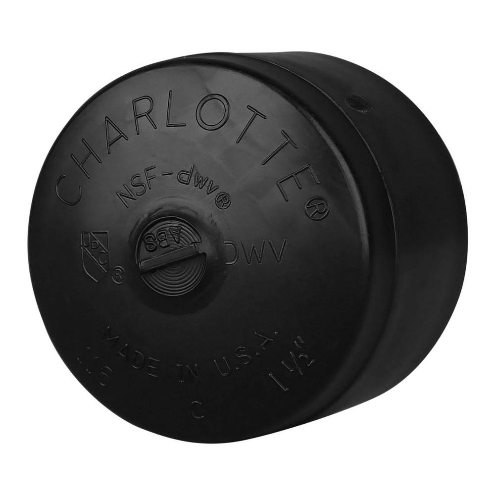 Charlotte Pipe ABS001160600 Black DWV ABS Cap 1-1/2 Socket in.
