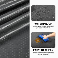 TUFFIOM 7.5 x 17 FT Garage Floor Mat, Thickened Diamond Plate PVC Garage Mats…