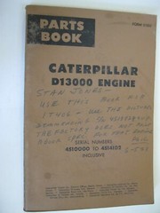 1958 CATERPILLAR D13000 ENGINE PARTS BOOK MANUAL
