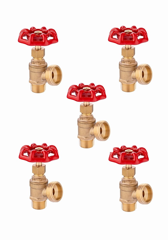 EFIELD 5-Pack Boiler Drain 1/2 inch MIP x 3/4 MHT, Pack of 5, Brass