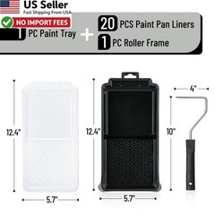 Bates 4 Inch Paint Tray Set 22 Pcs Roller Frame 20 Disposable Liners FROM USA