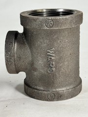 Reducing Tee 1-1/2″ x 1″ NPT Thread Class 150 Black Malleable Iron Pipe Fitting
