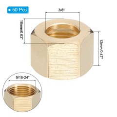 3/8″ Brass Compression Nut,50Pcs Brass Compression Fitting Plumbing System