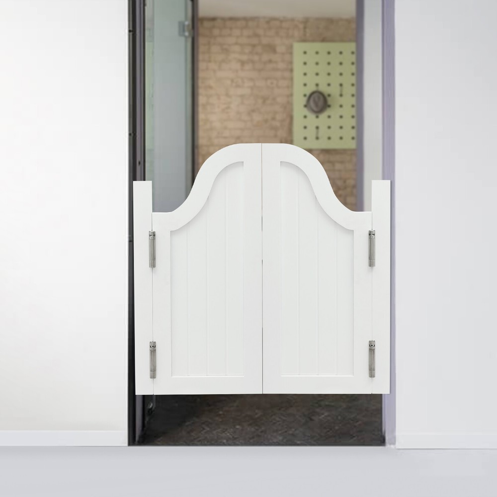 White Swing Solid Wood Door Elegant Pine Wood Partition Door for Shop Entrance