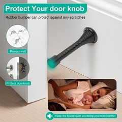 6 Pack Black Spring Door Stops, 3-1/4″ Heavy Duty Wall Mount Door Stoppers, F…