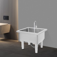 Mop Sink Mop Cleaning Sink Stainless Steel Mop Sink w/Faucet Sink Floor Mount