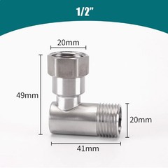 304 Stainless Steel 3 Way Fitting Gas Angle Valve Hose Connector Adapter 1/2″