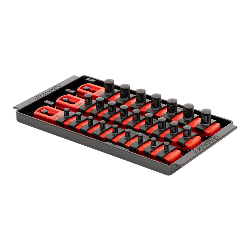 8550Ernst Mfg. 3 Rail Universal Twist Lock Socket Tray 8″ Red, 25 Socket Clips –