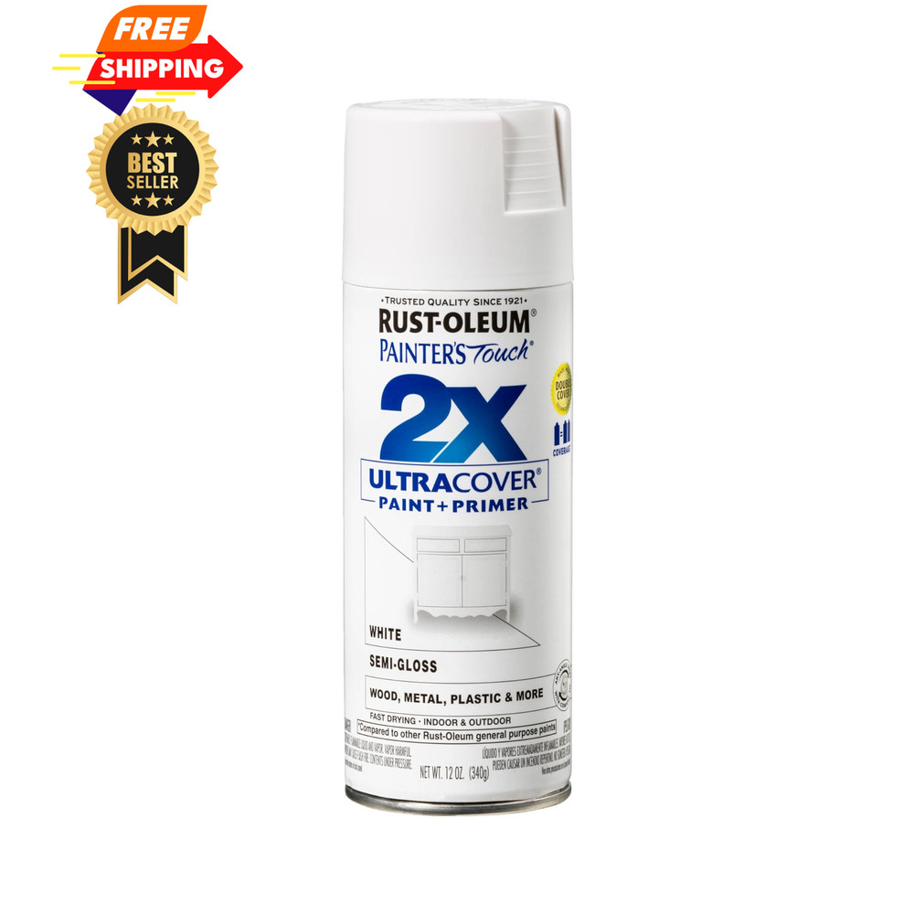 Rust-Oleum 249060 Painter’s Touch 2X 12 Ounce (Pack of 1), Semi-Gloss White