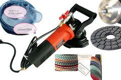 Countertop Fabrication Kit Wet Polisher 4″ 5″ Diamond Pads Dust Control System