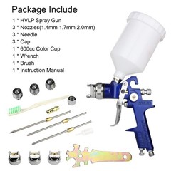 Hotorda Hvlp Spray Gun Replaceable 1.4Mm 1.7Mm 2.0Mm Nozzles Needle Cap