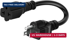 1-Foot 12 AWG 15 Amp Household Plug to 20 Amp Adapter Cable,Nema 5-15P to 5-15R/