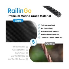 1000FT 1/8″ Wire Rope with Cutter, 316 Stainless Steel Wire Cable for Deck St…
