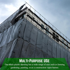 – Black Plastic Sheeting – 10 Mil – (5′ X 100′) – Black Plastic Tarp, Polyethyle