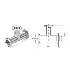 Sanitary Tri Clamp 3 Way Tee A2/A4 Stainless Steel Fitting Connector Φ19-159mm