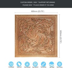 DIY metallic ceiling tile Emboss interior wall panel PL62 Rustic Iron 10pcs