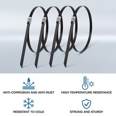 Black Metal Zip Ties Heavy Duty, WORKTOOL Stainless Steel Cable Ties 15.8″ Lo…