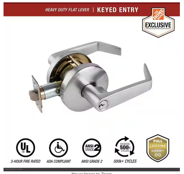 Universal Hardware Commercial Heavy Duty Keyed Entry Door Lever UH40019