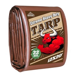 12×20 FT Tarp 22 mil Extreme Heavy Duty Waterproof tarps,Brown&Beige Multipur…