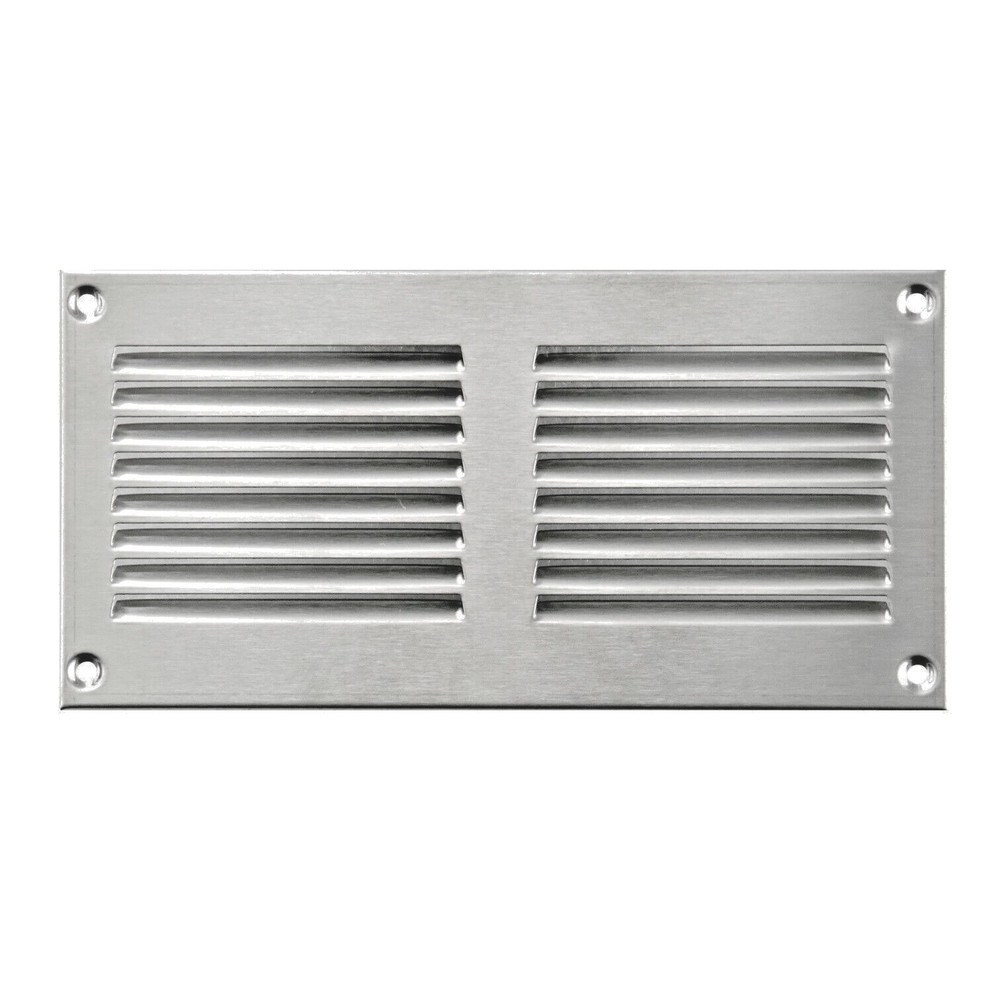 Stainless Steel Ventilation Grill 200mm x 100mm With Fly Screen Flat Channel Cover