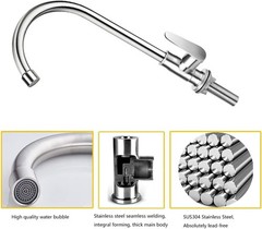 Brushed Nickel Cold Water Faucet Only,SUS304 Stainless Steel Single Handle