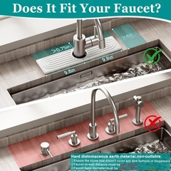 MAGKOTA Stone Faucet Mat for Kitchen Sink – Quick Dry 20″ x 4″, White