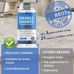 Quartz Countertop Chip Repair Kit White Granite & Marble Crack Filler, Stone Fix
