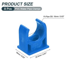 8Pcs Water Pipe Clamps Clips U-Shaped Holder Buckles for 16mm OD Blue