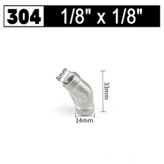 Stainless Steel 45° Elbows Female x Female Pipe Fittings 1/8″ to 2″ Threaded