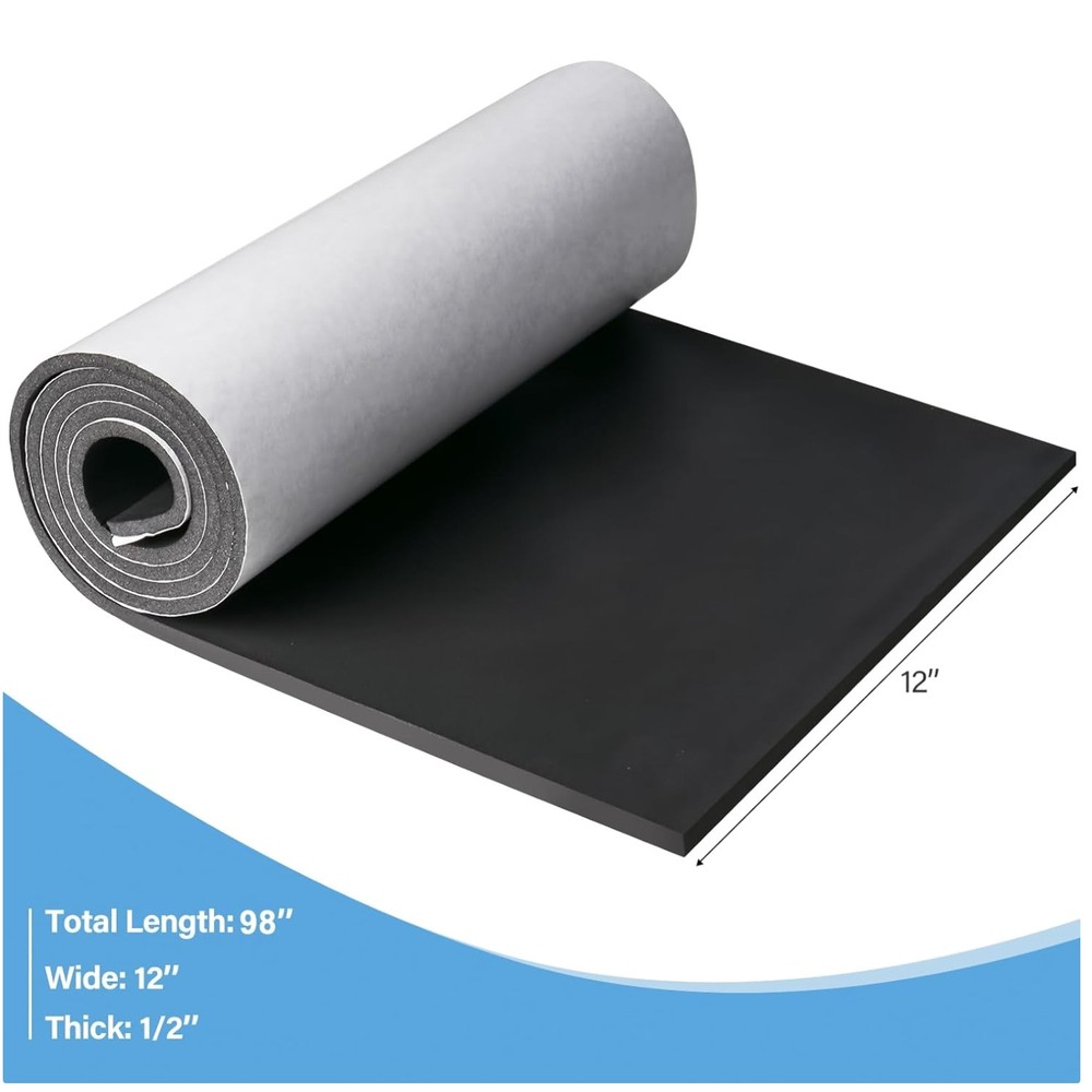 Closed Cell Neoprene Rubber Roll 12”x98”x1/2” Black