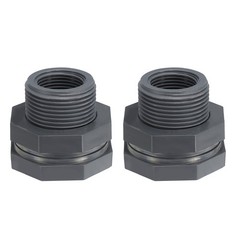 2Pcs PVC Bulkhead Fitting NPT 3/4″ Water Tank Connector Gray